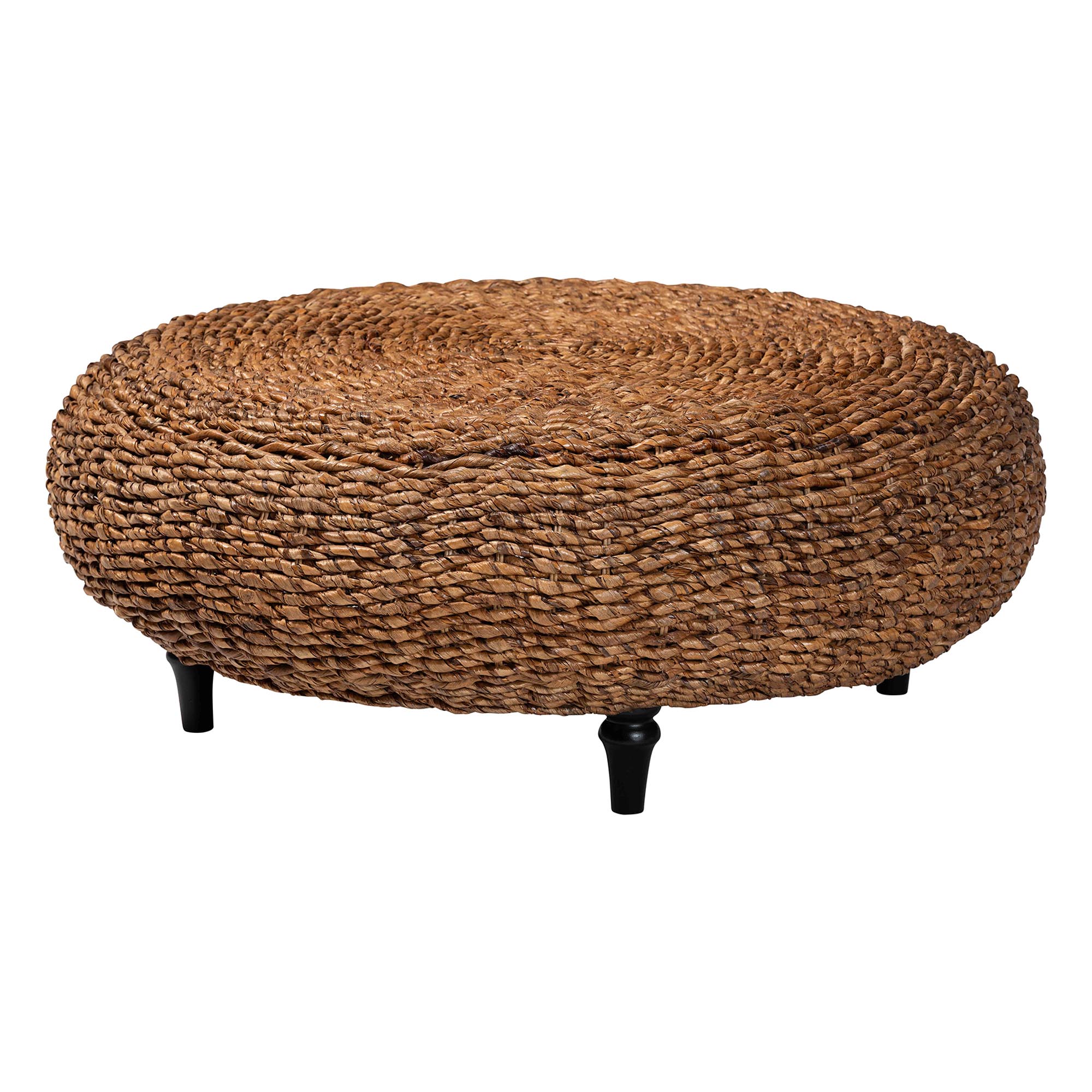 bali & pari Riau Handwoven Seagrass Coffee Table with Wooden Legs - Natural Wicker Round Living Room Table for Living Room or Bedroom Decor Affordable modern furniture in Chicago, classic living room furniture, modern coffee table, cheap coffee table